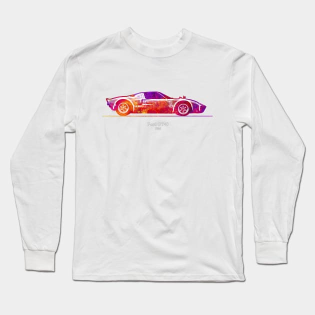Ford GT40 1966 - Colorful Watercolor Long Sleeve T-Shirt by SPJE Illustration Photography